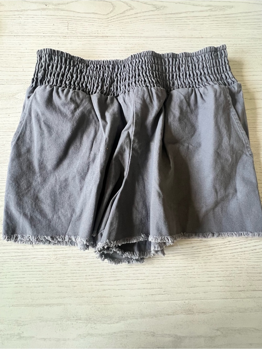 Wild Fable Gray Smocked High-Waist Fringe Hem Shorts - Size S